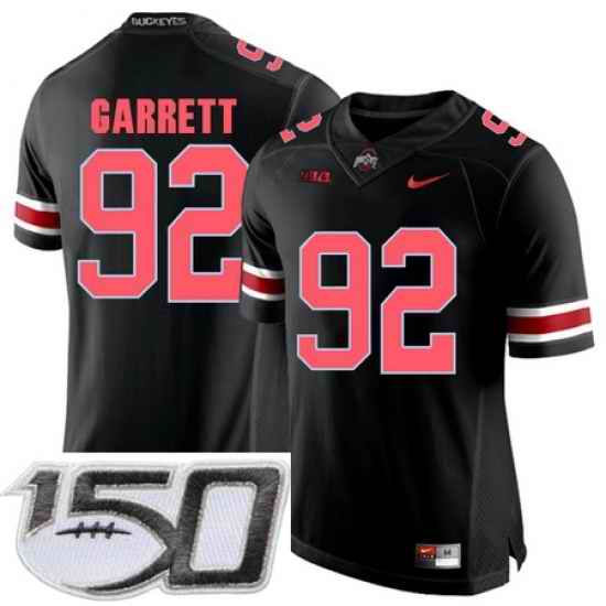 Ohio State Buckeyes 92 Haskell Garrett Blackout College Football Stitched 150th Anniversary Patch Jersey